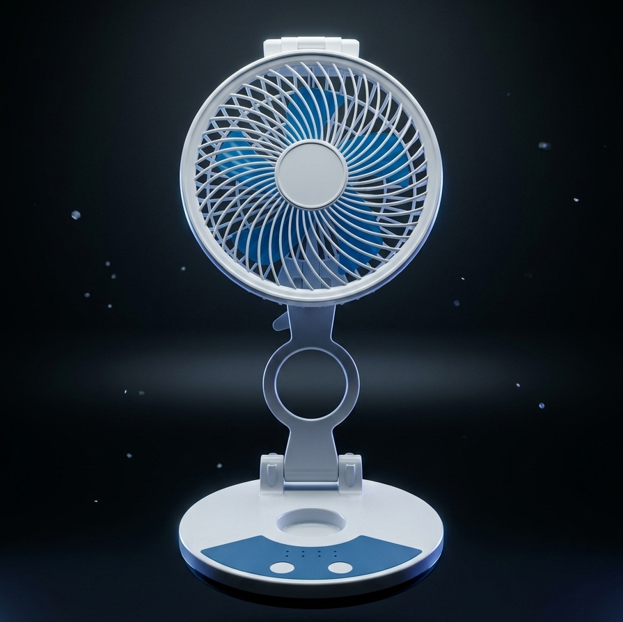 ZT Rechargeable Folding Desktop Fan with an Integrated LED Light - Image 4