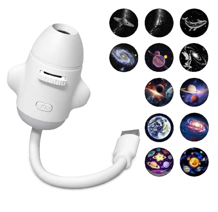 USB-powered mini star and planet projector night light